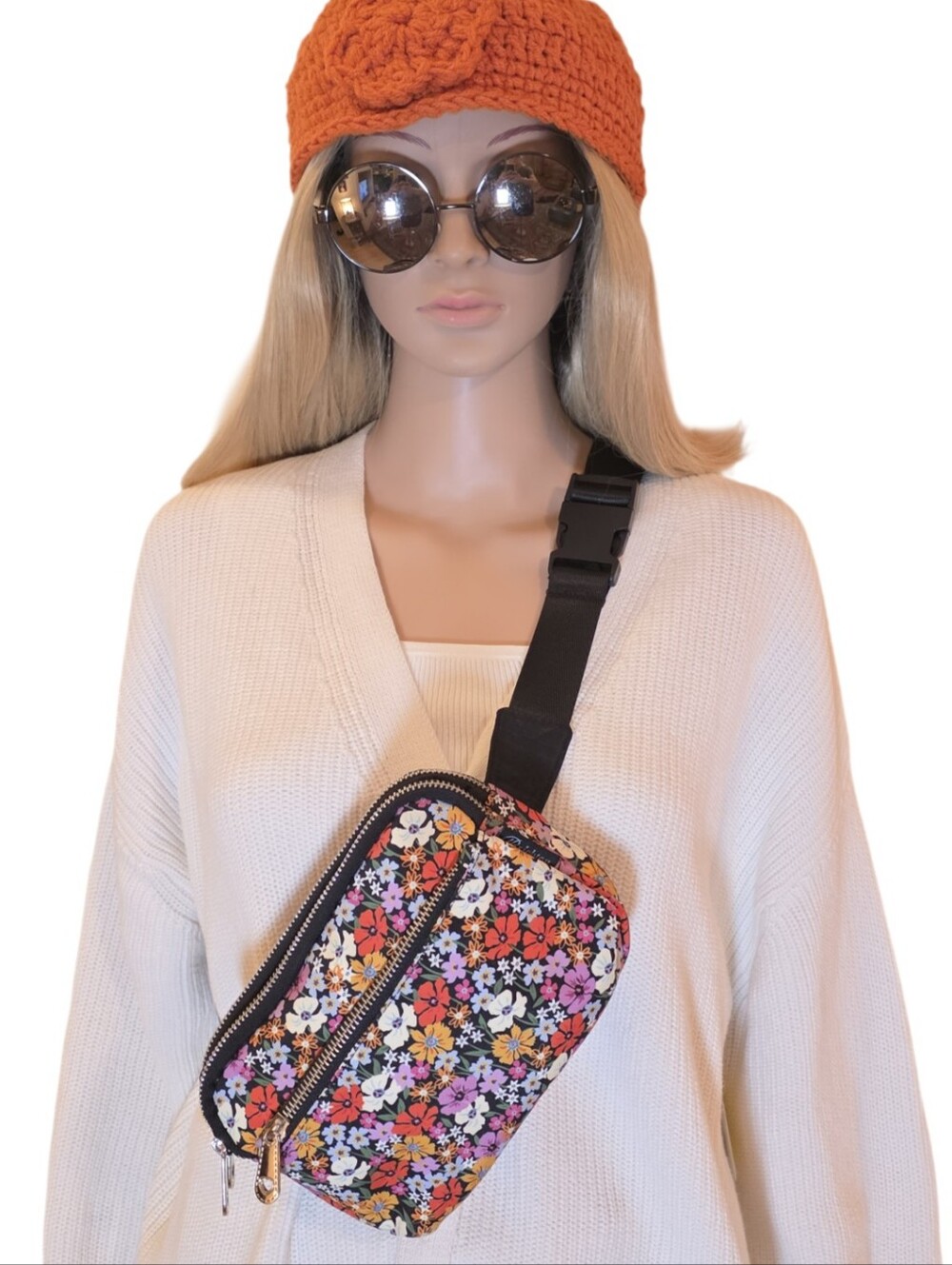 Brighton Painted Poppies Belt Bag Crossbody EUC